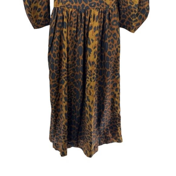 Tuckernuck NEW Leopard Graciela Puff Sleeve Square Neck Midi Dress Size 4 - Picture 8 of 10